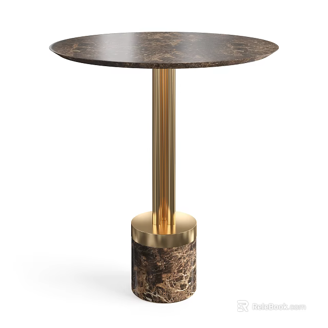 Elegant Side Table With Round Marble Top And Gold Metal Stand 3d model