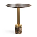Elegant Side Table With Round Marble Top And Gold Metal Stand