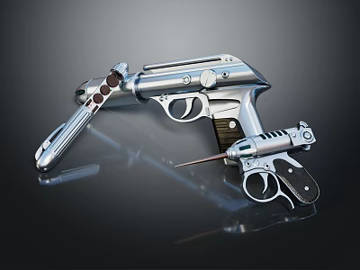 Dual Silver Metallic Medical Instruments With Ergonomic Grips And Precision Tips 3d model