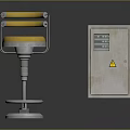 Stylish Bar Stool With Yellow Cushion Metal Frame And Adjustable Armrests
