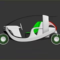 Futuristic Small Car With Transparent Roof Green Seats White Body And Green Wheels