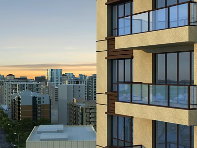 Birds Eye View Planning of Modern Urban Residential Buildings With Balconies and Skyline 3d model