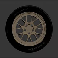 Black Car Tire With Gold Spoke Wheel Rim And Tread Pattern Design Car Parts