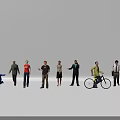 Diverse Group of People With Various Ages Different Clothing Styles And One Riding Bicycle