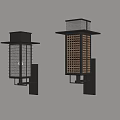 Modern Wall Sconces With Metal Frame And Grid Pattern Glass Shade 3d model