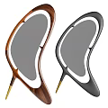 Modern Stylish Mirrors With Wooden Black Frames Gold Accent Bases Organic Curved Shapes
