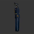 Blue Military Uniform With Matching Cap Golden Sash Belt And Decorative Badges