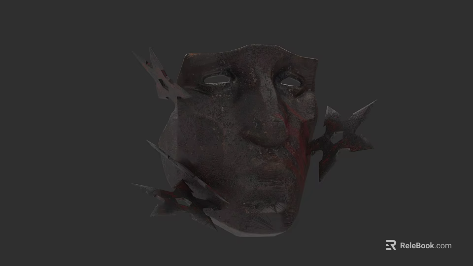 Mythical Weapon With Broken Facial Design And Spiked Dark Fantasy Edges 3d model 