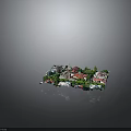 Aerial View of Residential Community With Red Roofs Green Trees and Dome Building