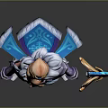 Warrior Character With Blonde Hair Holding Magical Staff In Fantasy Outfit