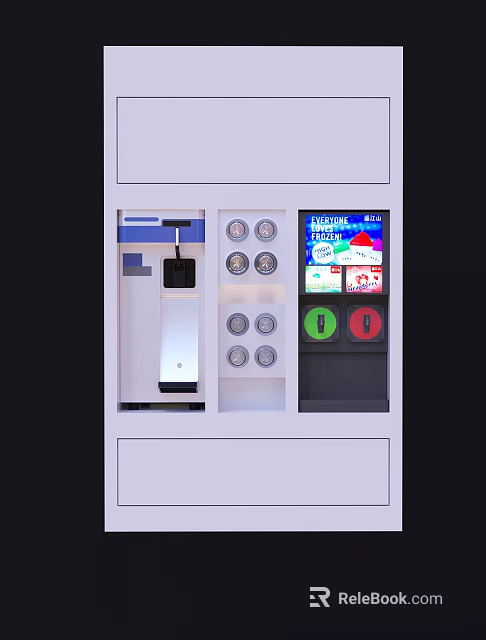 Self Service Commercial Equipment With Touchscreen Display Multiple Buttons And Payment Slot 3d model 