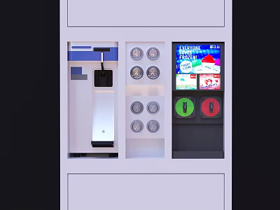 Self Service Commercial Equipment With Touchscreen Display Multiple Buttons And Payment Slot 3d model