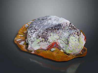 Natural Stone and Wood Decorative Piece with Crafted Base and Textured Surface 3d model