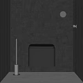 Modern Minimalist Bathroom With Black Walls Wall Mounted Toilet And Toilet Brush