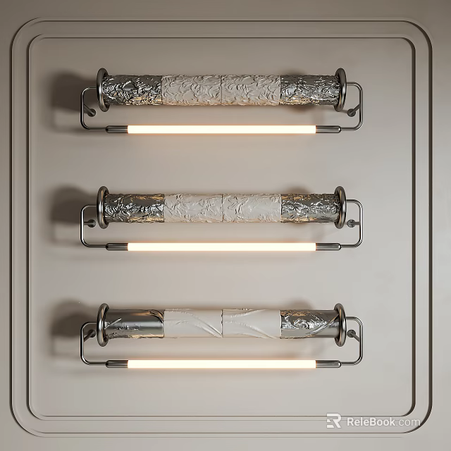 Modern Wall Mounted Lamps With Textured Cylindrical Shades And Metal Brackets Emitting Soft Light 3d model 