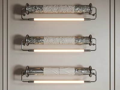 Modern Wall Mounted Lamps With Textured Cylindrical Shades And Metal Brackets Emitting Soft Light 3d model