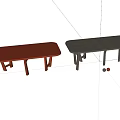 Modern Red Wooden Flower Stand With Unique Leg Structure And Long Design