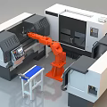 Industrial Equipment Workstation With CNC Machine Robotic Arm And Control Panel