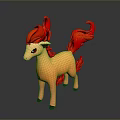 Flame Pony Toy Figure With Orange Mane And Curled Flame Tail Standing Pose