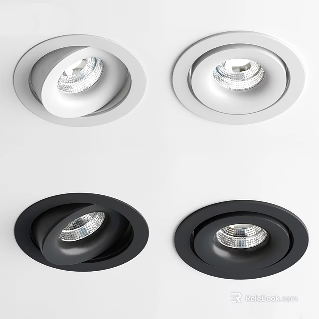 Modern Recessed Downlights And Spotlights White Black Ceiling Lighting Fixtures 3d model 