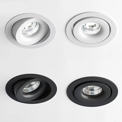 Modern Recessed Downlights And Spotlights White Black Ceiling Lighting Fixtures 3d model