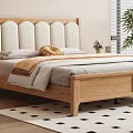 Cozy Wooden Bedroom with Upholstered Headboard Plush Toy and Potted Plant