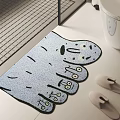 Light Blue Cartoon Hand Shaped Bathroom Rug with Slippers and Toilet