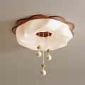 Modern Ceiling Lamp With Wave Shaped White Shade And Brown Frame Hanging Spherical Decorations 3d model