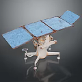 Detailed Satellite Model With Blue Solar Panels Metal Support Structure And Base 3d model
