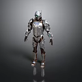 Futuristic Sci Fi Character In Silver And Brown Metallic Armor Design