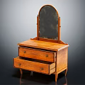 Classic Wooden Dresser With Arched Mirror And Two Drawers Vintage Design Standing On Carved Legs