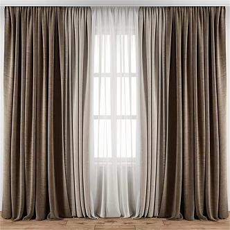 Curtain sliding curtain modern bedroom blackout curtain 3d model