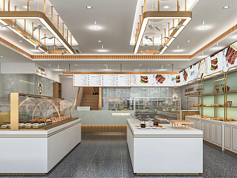 Light Luxury Baking Store Bag Baking Shop Dessert Shop Cake Shop Shelf Silver Table Freezer Bread Cabinet Display Cabinet Card Seat 3d model