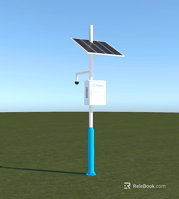 Industrial Equipment With Solar Panel Camera And Control Box For Outdoor Monitoring 3d model 
