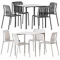 Modern Black And White Table And Chair Set With Striped Design