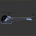 Detailed 3D Helicopter Model With Metal Frame Rotor Blades And Transparent Cockpit