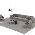 Modern Living Room Sofa Coffee Table Set With Floor Lamp Armchair And Throw Pillows