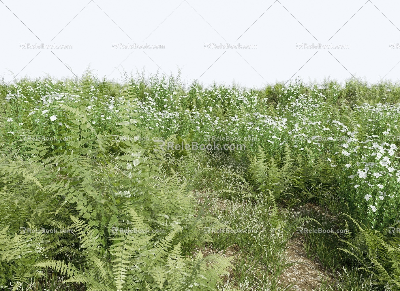 Modern Grassland Shrub Grass Green Plant Shrub Plant Pile Landscape Tree 3d model