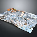 Natural Marble Stone Surface Featuring Gray Blue Orange Patterns And Veined Texture