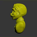 3D Male Character Bust With Black Hair Red Face Black Mustache And Blue Shirt