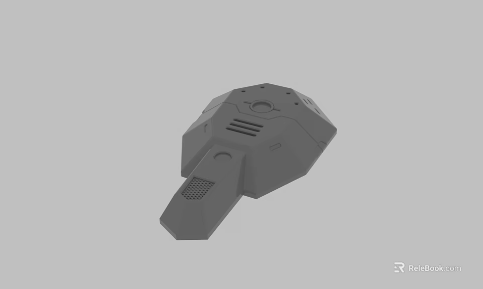 Gray Geometric 3D Mechanical Part Model With Holes And Ventilation Slots 3d model 