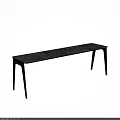 Modern Sleek Rectangular Dining Table With Black Metal Legs And Textured Wooden Top 3d model