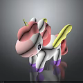 Cute Cartoon Unicorn Toy With Pink Mane White Body Yellow Wings And Purple Hooves