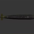 Military Submarine Watercraft Design With Gray Hull Orange Bottom And Conning Tower