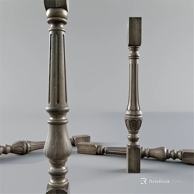 Wooden Decorative Components With Carved Details For Classical Furniture Legs And Structural Parts 3d model 