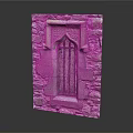 Ancient Stone Wall Featuring Decorative Carved Window Frame And Iron Grille 3d model