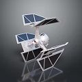 Solar Powered Satellite Device With Multiple Panel Arrays And Metallic Core Structure 3d model