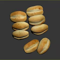 Freshly Baked Golden Bread Rolls On Dark Surface With Crusty Texture 3d model