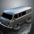 Vintage Silver Van With Classic Design Custom Green Wheels And Retro Exterior