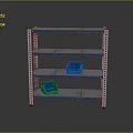 Blue Metal Shelving Unit With Multiple Tiers And Blue Storage Baskets